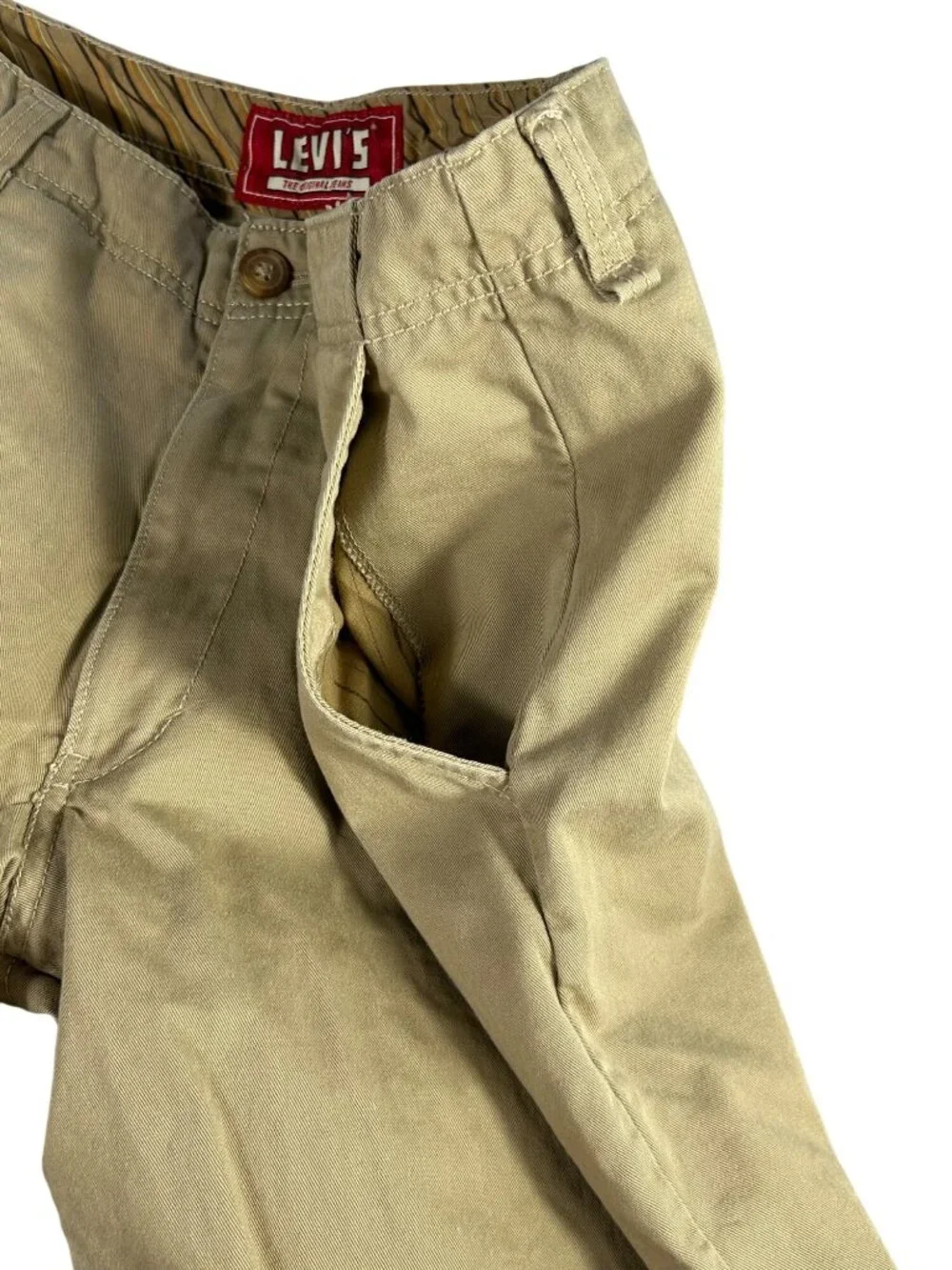 Levi's Chino Khaki Shorts Men's 36 100% Cotton Comfort Casual Button Zip Soft